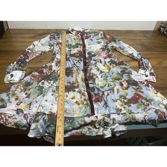 Aratta Silent Journey Silk Blend Floral Button Front Flowy Tunic Top Size Small - Picture 6 of 13